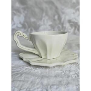 Portobello vintage Vietri Italy Tea Cup Saucer Antico Bianco white Victorian